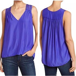 NWT Ramy Brook Kelsie V-Neck Studded Tank Top in Violet Sky